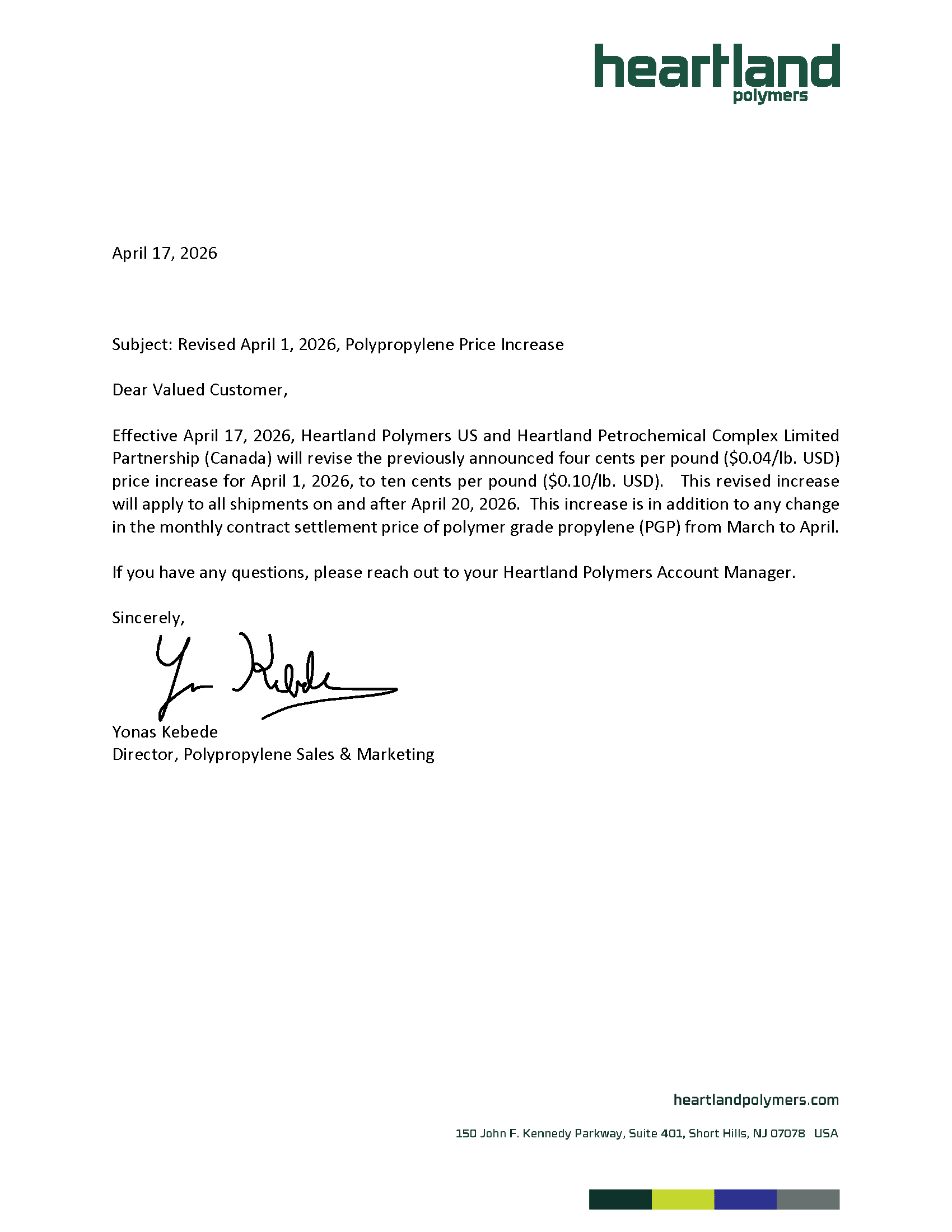 Heartland April PP Price Increase Letter